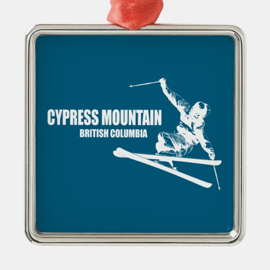 Cypress Mountain British Columbia Skier Ornament Aus Metall (Vorne)