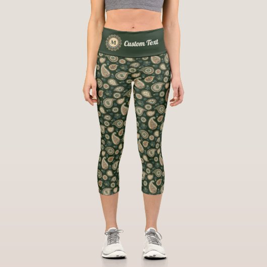 Cypress Paisley Pattern Capri Leggings (Vorderseite)