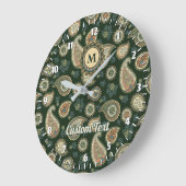 Cypress Paisley Pattern Large Clock Große Wanduhr (Winkel)