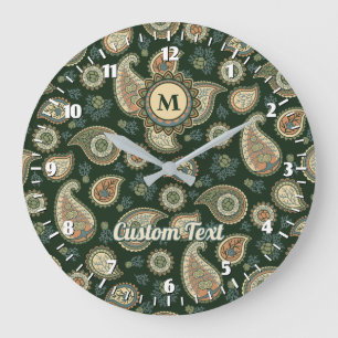 Cypress Paisley Pattern Large Clock Große Wanduhr