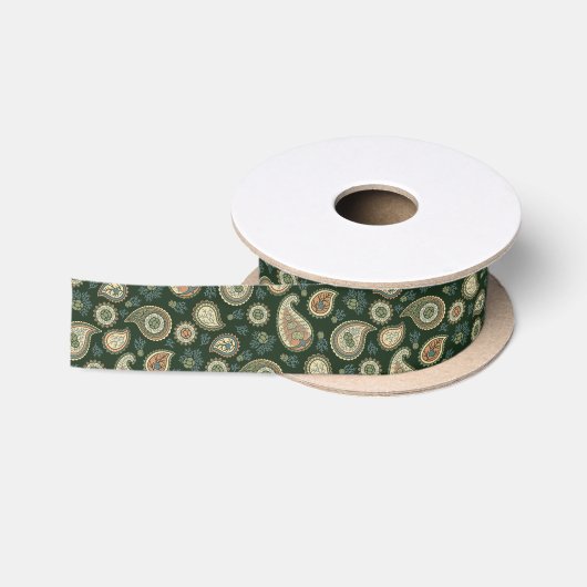 Cypress Paisley Pattern Satinband (Spule)