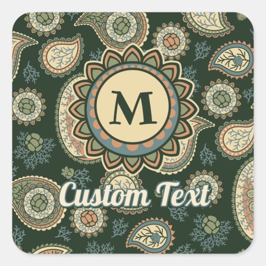 Cypress Paisley Pattern Square Sticker (Vorderseite)