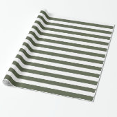 Cypress Pine Green/White Strip Geschenkpapier (Ungerollt)