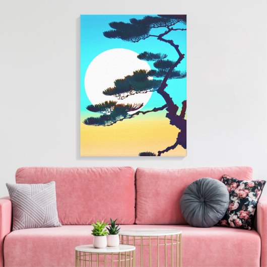 Cypress Tree und Vollmond Leinwanddruck (Insitu (Wohnzimmer))