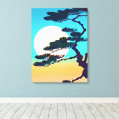 Cypress Tree und Vollmond Leinwanddruck (Insitu (Holzboden))