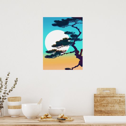 Cypress Tree und Vollmond Poster (Küche)