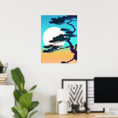 Cypress Tree und Vollmond Poster (Heimbüro)