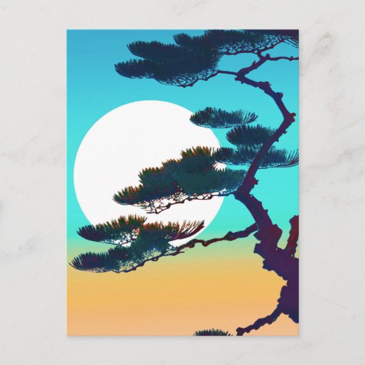 Cypress Tree und Vollmond Postkarte (Vorderseite)