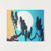 Cypress Tree und Vollmond Wandteppich (Vorderseite (Horizontal))