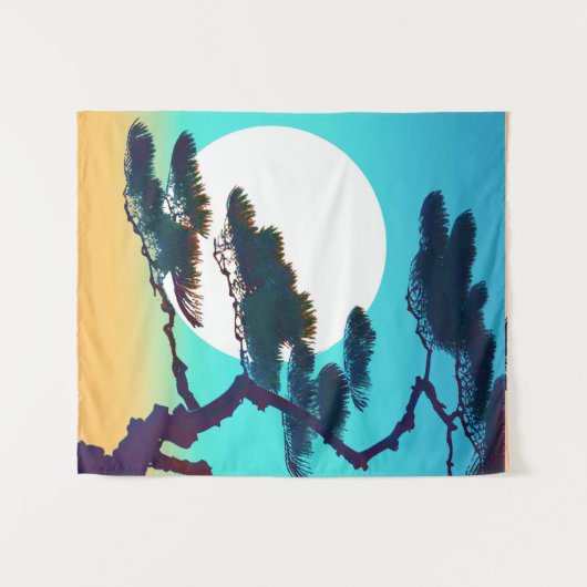 Cypress Tree und Vollmond Wandteppich (Vorderseite (Horizontal))