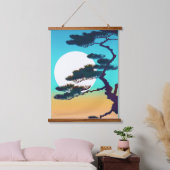 Cypress Tree und Vollmond Wandteppich Mit Holzrahmen (Schlafzimmer)