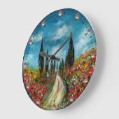 CYPRESS TREES AND POPPIES  IN TUSCANY ROUND GROßE WANDUHR (Winkel)