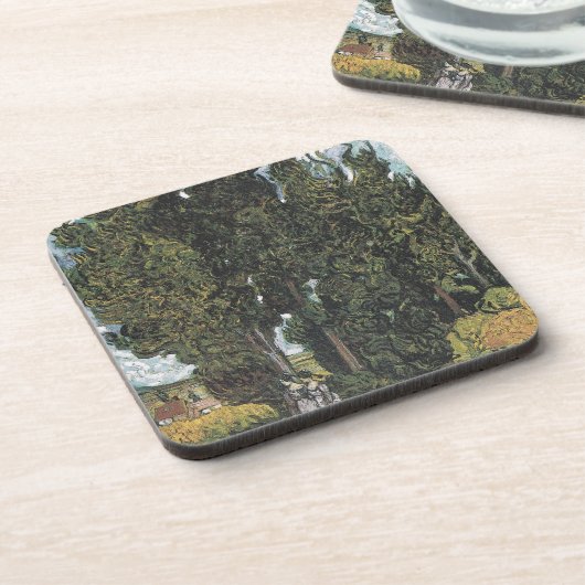 Cypress Trees by Van Gogh Getränkeuntersetzer (Linke Seite)