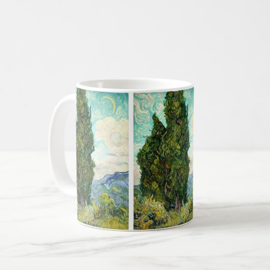 Cypressen (1889) Vincent Van Gogh Landschaftskunst Kaffeetasse (Vorderseite Links)