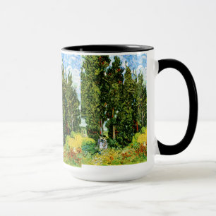 Cypressen mit zwei Frauen Van Gogh Fine Art Tasse
