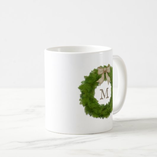 Cypresskranz mit Mit Monogramm Ribbon Bogen Kaffeetasse (VorderseiteRechts)