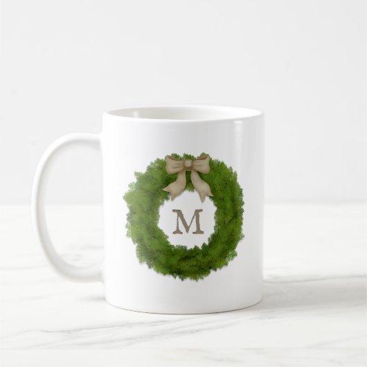 Cypresskranz mit Mit Monogramm Ribbon Bogen Kaffeetasse (Links)