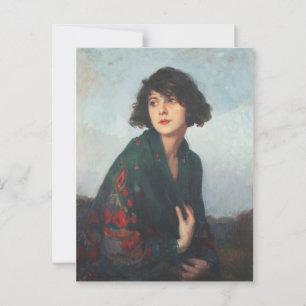 Cyprien Eugène Boulet Woman mit grüner Skarte Kuns Postkarte