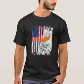 CYPRIOT ROOTS Half American Flag USA CYPRUS FLAG T-Shirt (Vorderseite)