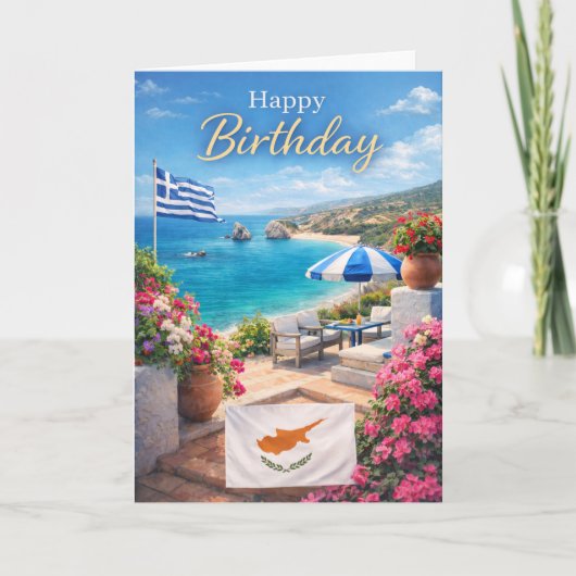 Cyprus Birthday Card – Mediterranean Design Karte (Vorderseite)