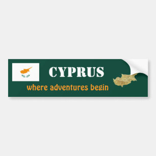 Cyprus Flag + Map Autoaufkleber