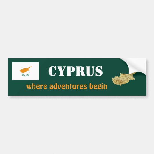 Cyprus Flag + Map Autoaufkleber (Vorne)