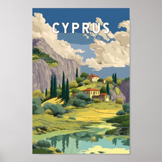Cyprus Illustration Travel Art Vintage Poster (Vorne)