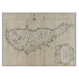 Cyprus island Mediterranean map old antique brown Schneidebrett