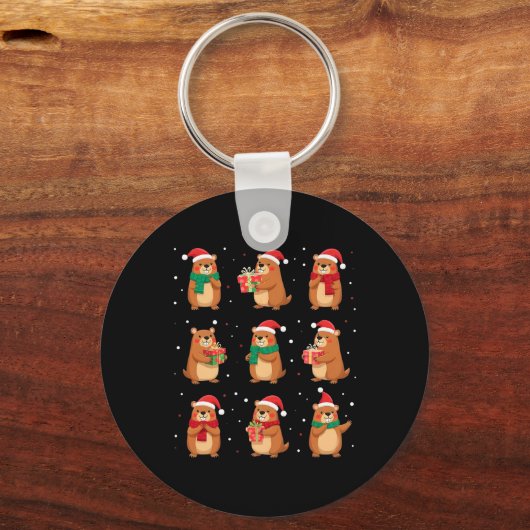 Cypybaras Christmas Weihnachtsmannmütze Funny Cypy Schlüsselanhänger (Vorderseite)