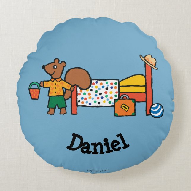 Cyril das Eichhörnchen auf Ferien Rundes Kissen (Vorderseite)