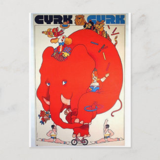 Cyrk Elephant Vintage Poster Postkarte