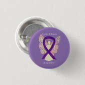 Cystic Fibrosis Awareness Angel Ribbon Art Button (Vorne & Hinten)
