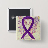 Cystic Fibrosis Awareness Angel Ribbon Art Button (Vorne & Hinten)