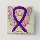 Cystic Fibrosis Awareness Angel Ribbon Art Button (Vorderseite)