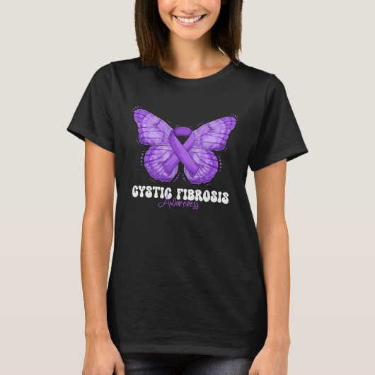 Cystic Fibrosis Awareness Month Purple Ribbon Butt T-Shirt (Vorderseite)