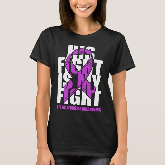 Cystic Fibrosis Awareness Month Purple Ribbon His  T-Shirt (Vorderseite)