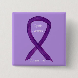 Cystische Fibrose Awareness Ribbon Custom Art Butt Button