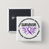 Cystische Fibrose Survivor Tribal Ribbon Button (Vorne & Hinten)