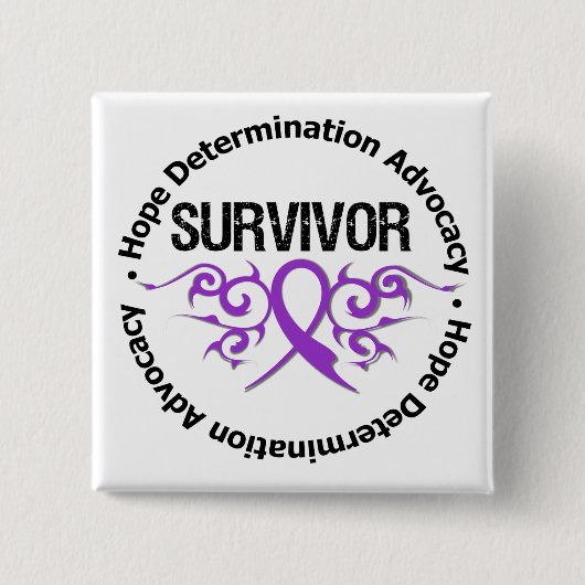 Cystische Fibrose Survivor Tribal Ribbon Button (Vorderseite)