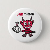 CZ- Devil Playing BADminton Cartoon Button (Vorderseite)