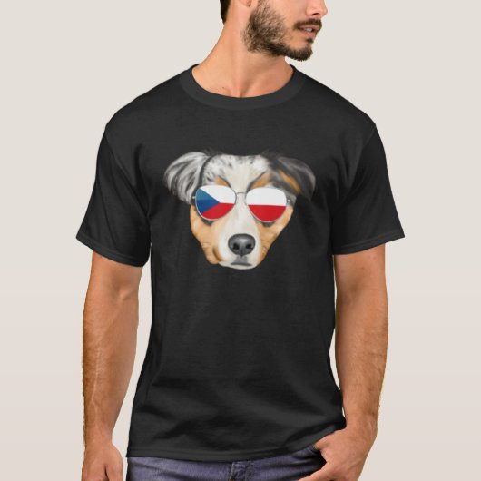Czech Flag Australian Shepherd Dog Czech Republic  T-Shirt (Vorderseite)