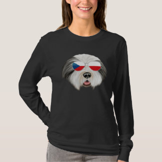 Czech Flag Bearded Collie Dog Czech Republic Pocke T-Shirt