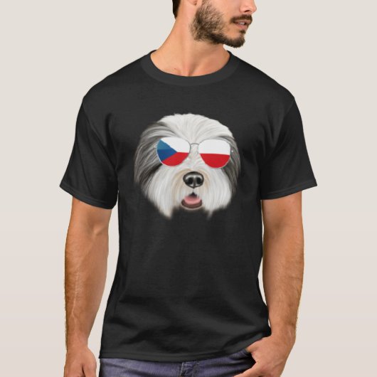 Czech Flag Bearded Collie Dog Czech Republic Pocke T-Shirt (Vorderseite)
