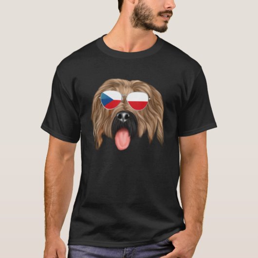 Czech Flag Briard Dog Czech Republic Pocket T-Shirt (Vorderseite)