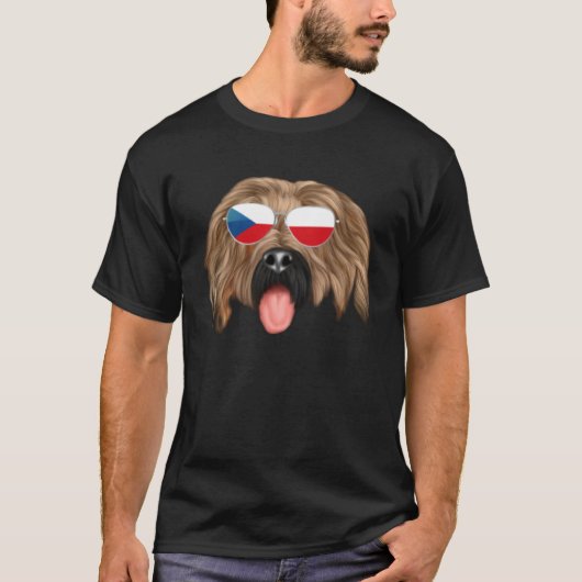 Czech Flag Briard Dog Czech Republic Pocket T-Shirt (Vorderseite)