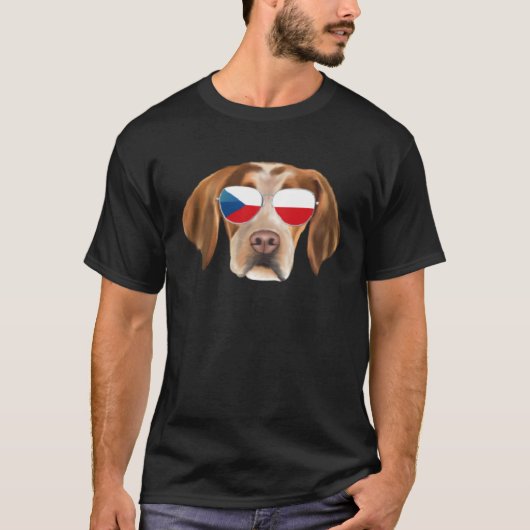 Czech Flag Brittany Dog Czech Republic Pocket T-Shirt (Vorderseite)
