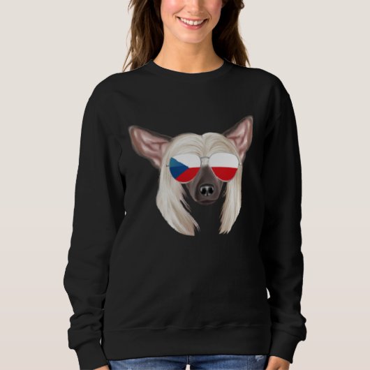 Czech Flag Chinese Crested Dog Czech Republic Pock Sweatshirt (Vorderseite)