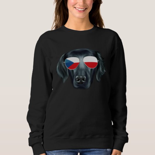 Czech Flag Flat Coated Retriever Dog Czech Republi Sweatshirt (Vorderseite)