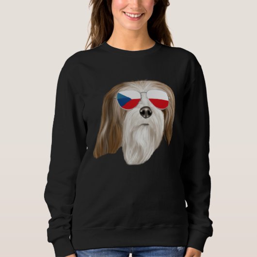 Czech Flag Lhasa Apsos Dog Czech Republic Pocket Sweatshirt (Vorderseite)