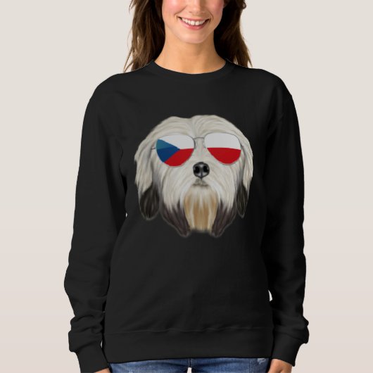 Czech Flag Lowchen Dog Czech Republic Pocket Sweatshirt (Vorderseite)